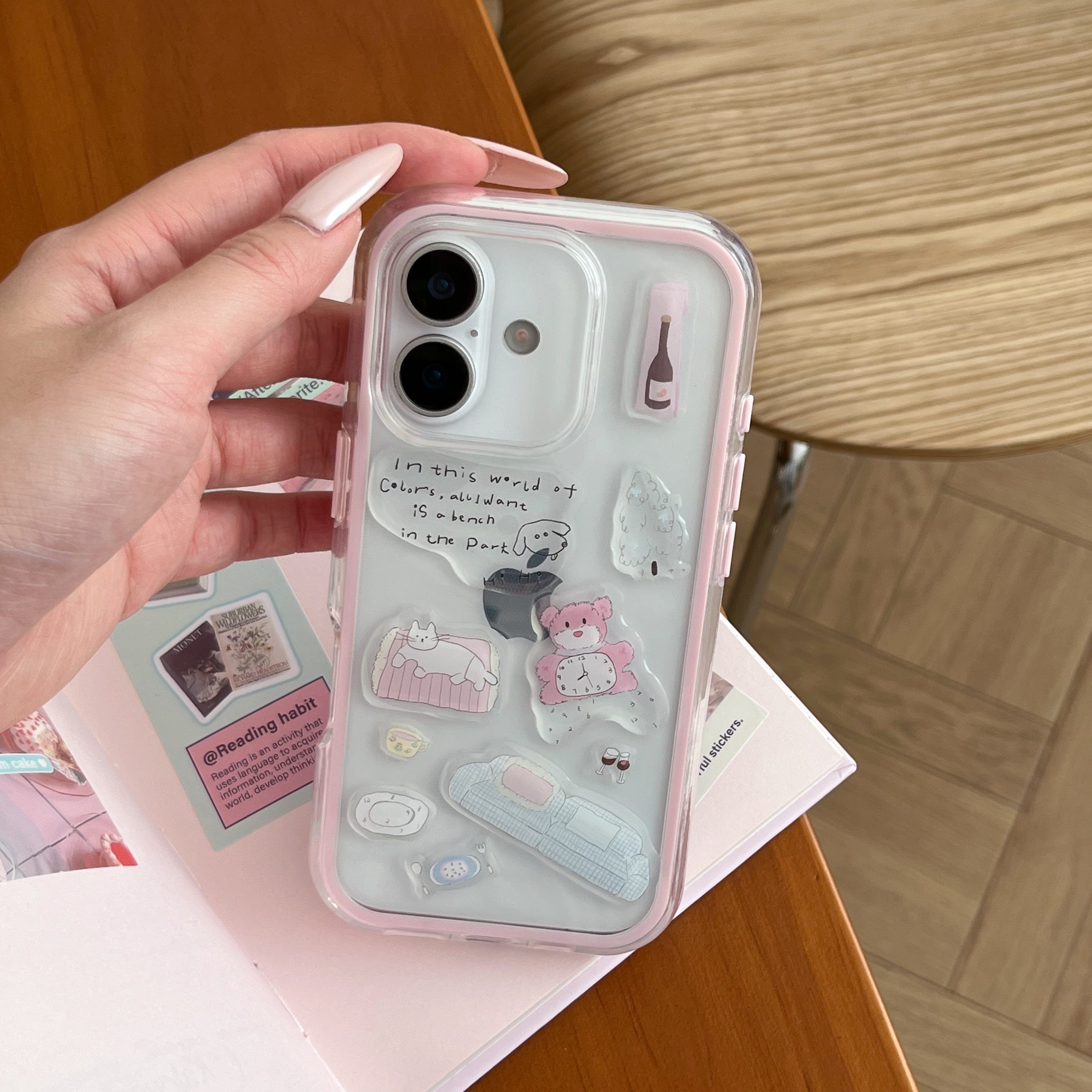 一家不会撞壳的店少女心粉嫩滴胶卡通海报适用华为苹果17proP80手机壳iPhone15plusM70创意手感透明16P保护套