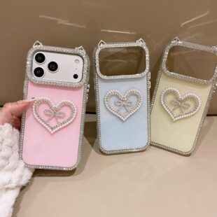 一家不会撞壳的店精致猫耳朵爱心带钻手机壳适用苹果17PM16pro13iPhone15pm14Pmax百搭透边框硅胶防摔保护套