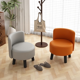 实木旋转凳子家用客厅靠背矮凳软包换鞋凳简约现代休闲旋转小椅子