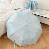 蓝色星星雨伞女晴雨两用太阳伞防晒防紫外线折叠遮阳伞全自动