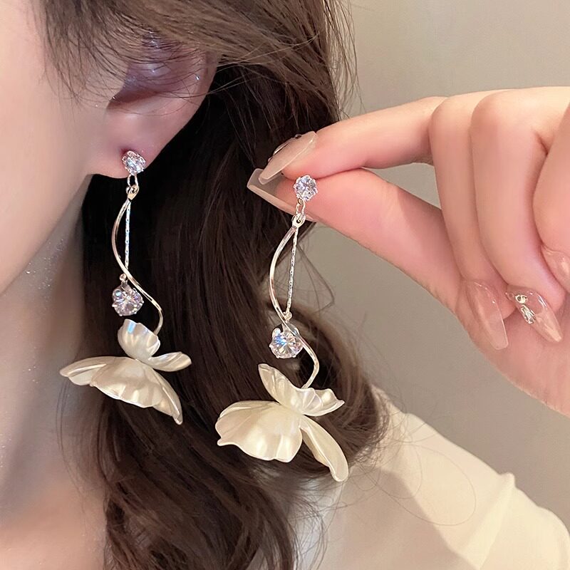 流苏花朵耳环女高级感耳钉