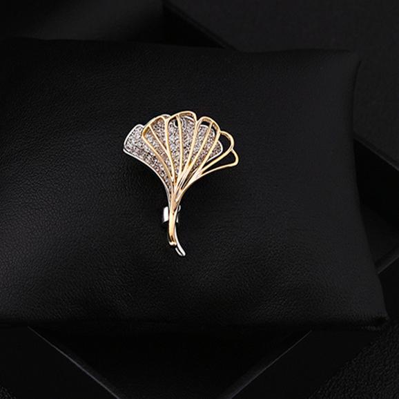 高档银杏叶胸针植物配饰外套别针