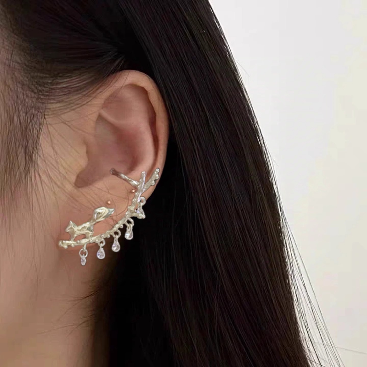 水滴耳骨夹耳钉一体式耳环耳饰