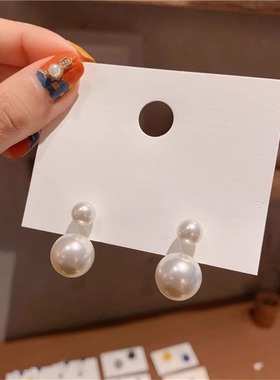 MEILAIFUREN高端定制时尚高级感白色仿珍珠一款两戴耳钉小众耳环