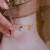 MEILAIFUREN高端定制高级感笑脸钛钢脚链女生足链脚踝链简约脚链