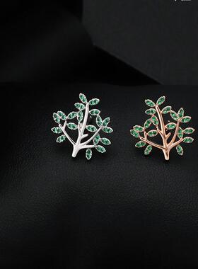 MEILAIFUREN 高级感小胸针树木配饰简约绿色幸福树迷你精致小领针