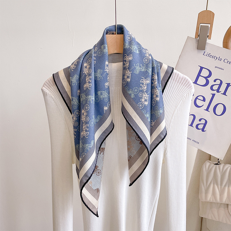 真丝羊毛双面丝毛丝巾女秋冬季