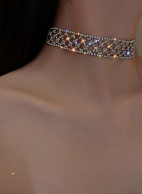 满钻网格锁骨链简约冷淡风轻奢