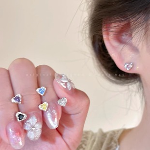 MEILAIFUREN高端定制甜美多巴胺爱心耳钉可爱少女心精致小巧耳环