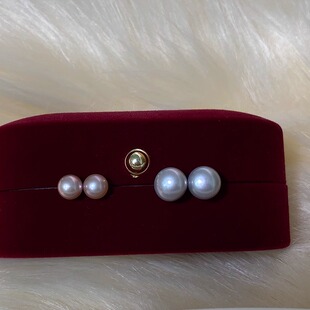 MEILAIFUREN高端定制 纯银天然粉紫色/灰色淡水珍珠耳钉耳饰女