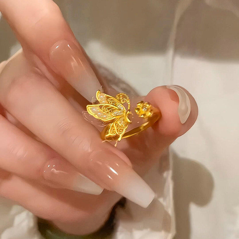 新中式高级感精致镂空蝴蝶戒指