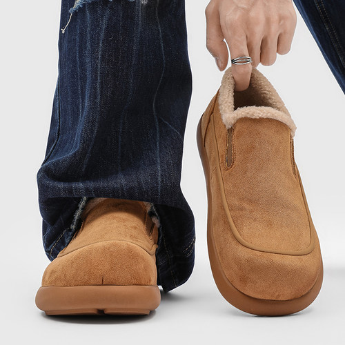 一脚蹬雪地靴加绒加厚保暖棉鞋