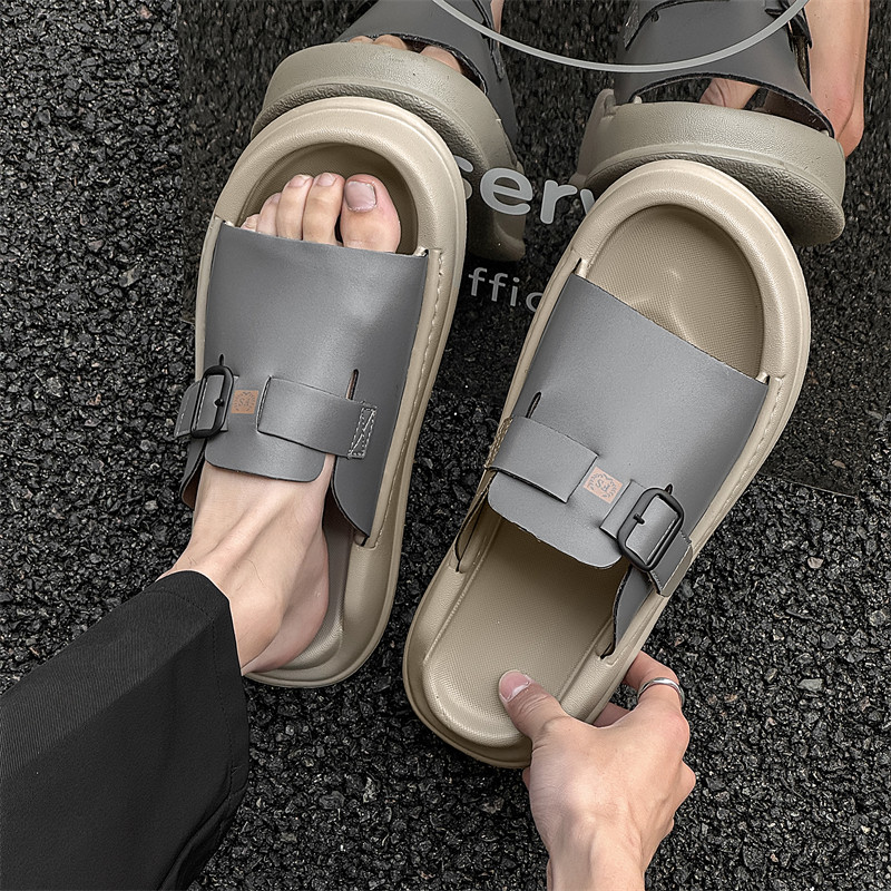 2026新款夏季外穿拖鞋男踩屎感厚底休闲一字拖高级感沙滩凉拖鞋潮