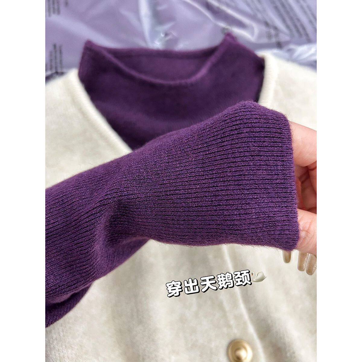 软绵绵手感半高领秋冬季针织打底衫女气质温柔纯色内搭套头毛衣