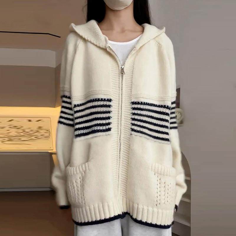 高级感纹白色衣外套女秋冬慵懒025早C9M46213秋新款宽松2针织毛开