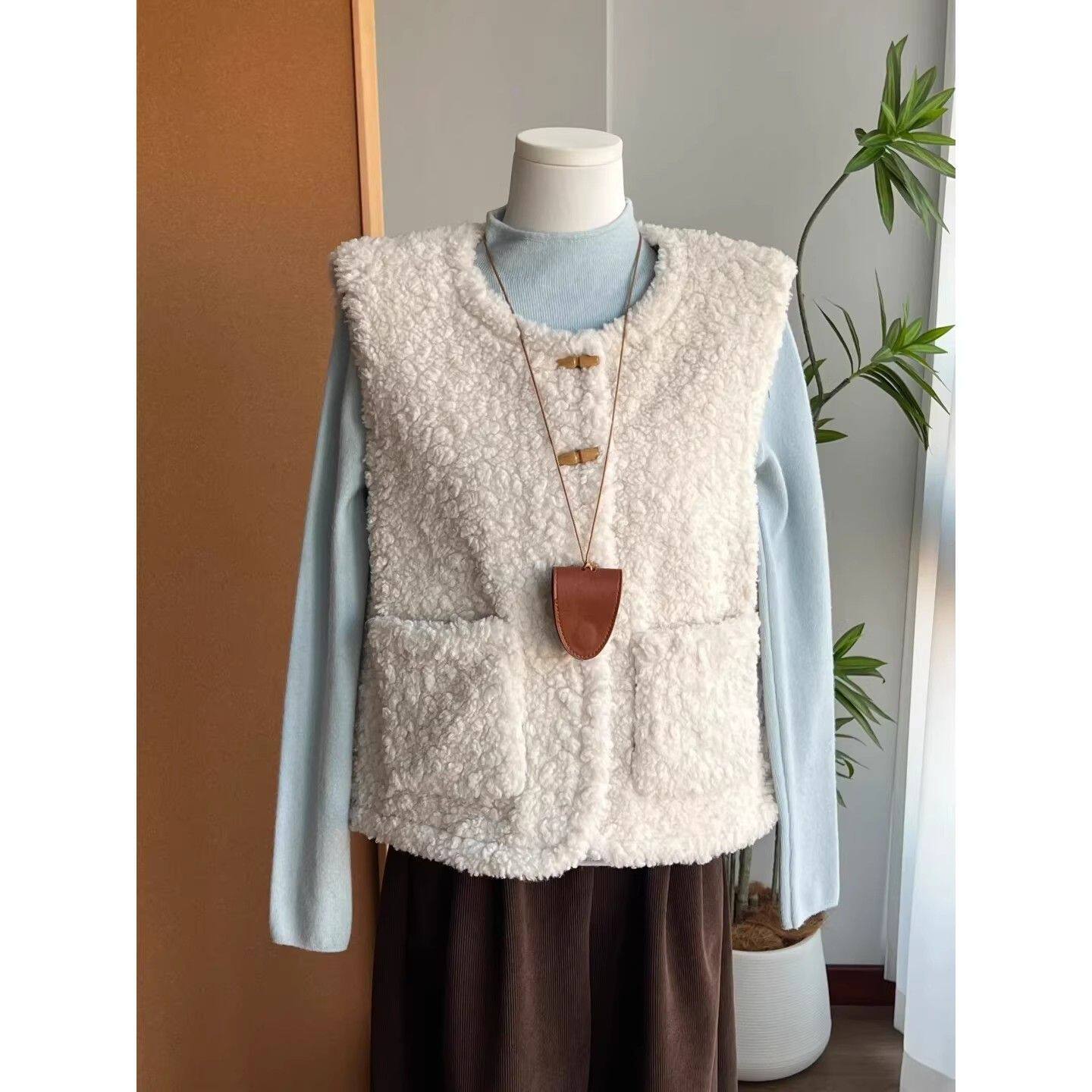 温柔风绝美小众内搭软糯小立领毛衣女秋冬季套头保暖针织衫上衣潮