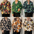 情侣痞帅外套 男百搭潮流花衬衣个性 港风vintage复古日系长袖 衬衫