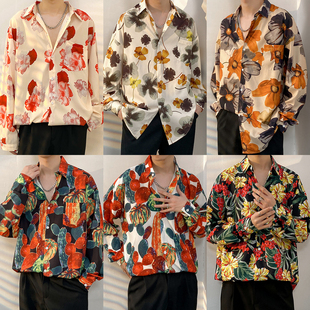港风vintage花衬衫 衬衣外套 男女复古夏威夷小众痞帅宽松情侣长袖