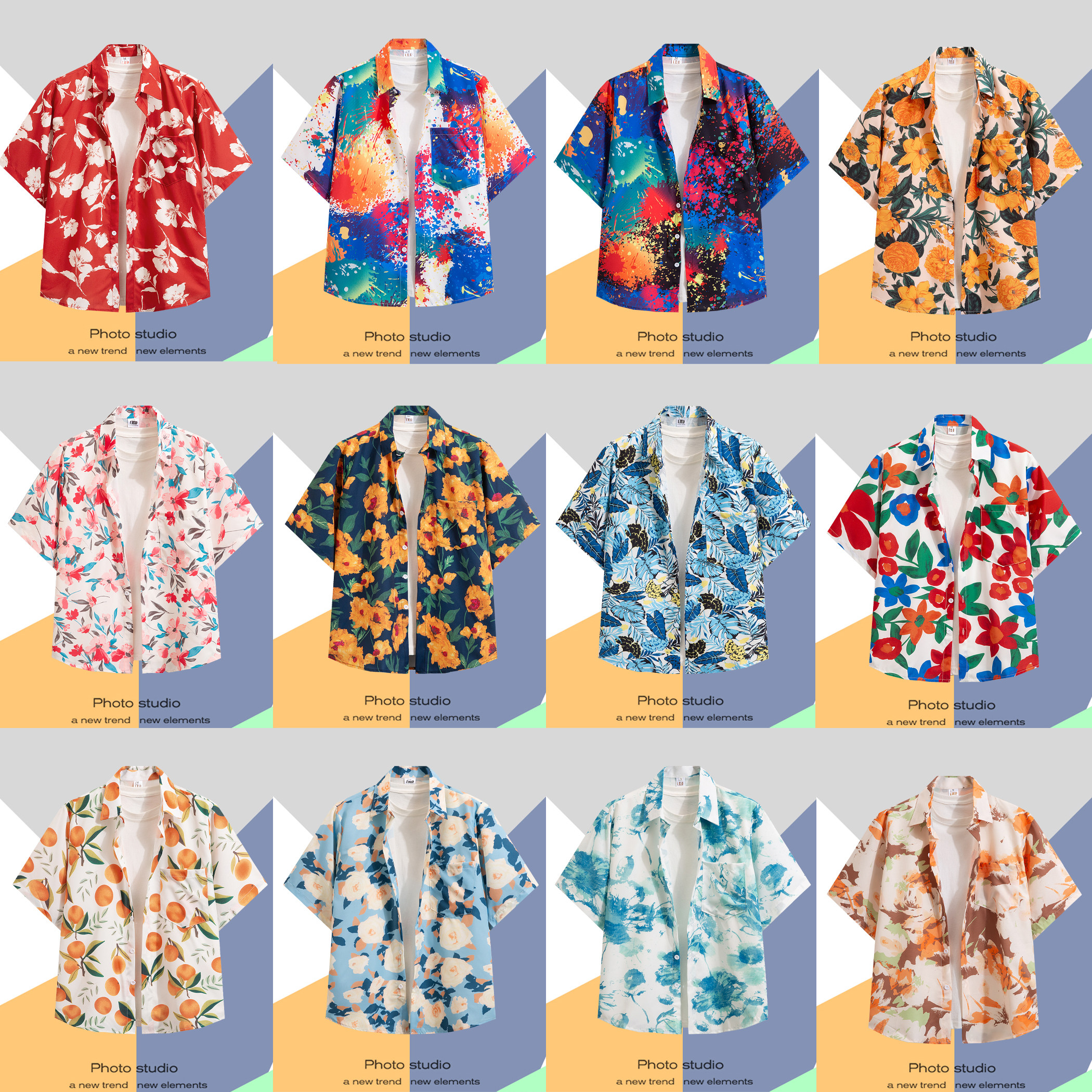 2026夏季沙滩寸衫男士短袖衬衫男花衬衣情侣装宽松度假上衣外套潮,男装,衬衫,淘宝优惠券,粉丝福利购,淘宝优惠卷