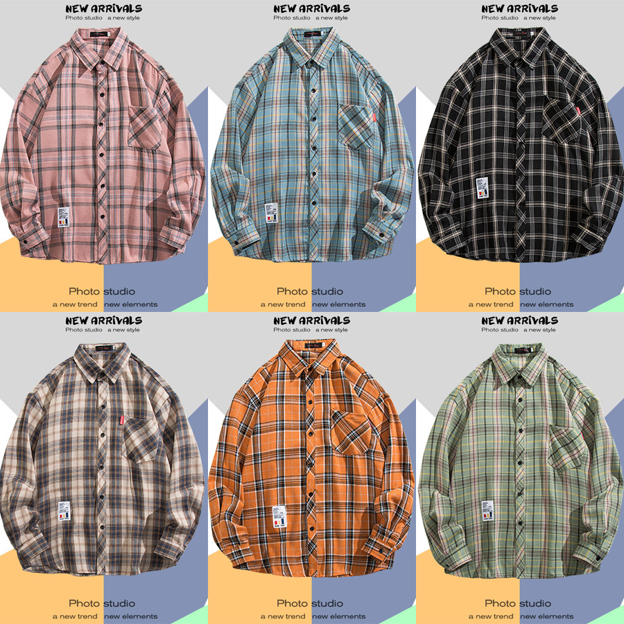 格子衬衫男长袖潮流日系百搭上衣休闲宽松港风痞帅很仙的衬衣外套,男装,衬衫,淘宝优惠券,粉丝福利购,淘宝优惠卷