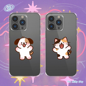 手机壳华为p80p苹果17p 原创卡通适用iPhone17pm 快乐小猫小狗