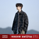 毛呢格子长袖 衬衣男生外套 复古加厚高级宽松休闲大码 衬衫 男春秋季