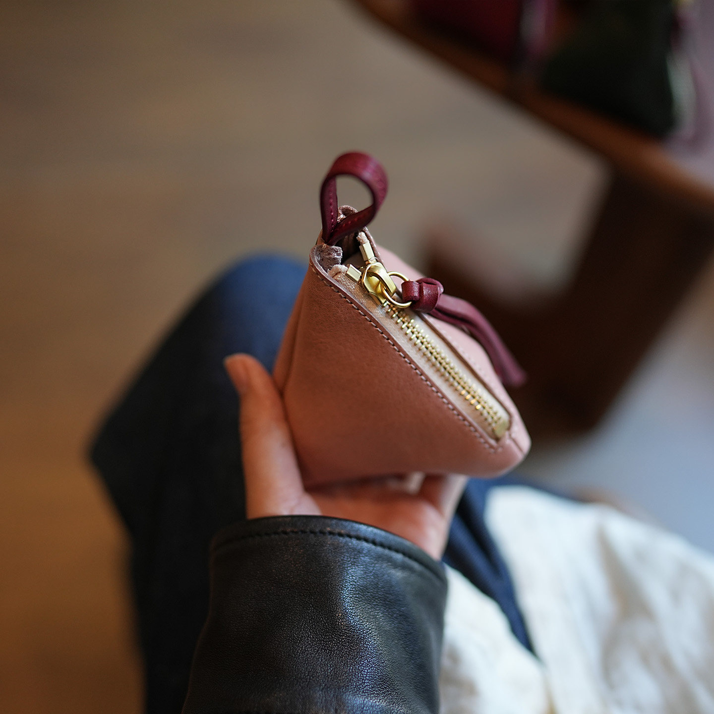 鹿小姐植鞣牛皮复古可爱粽子零钱包真皮文玩手串耳机口红收纳包