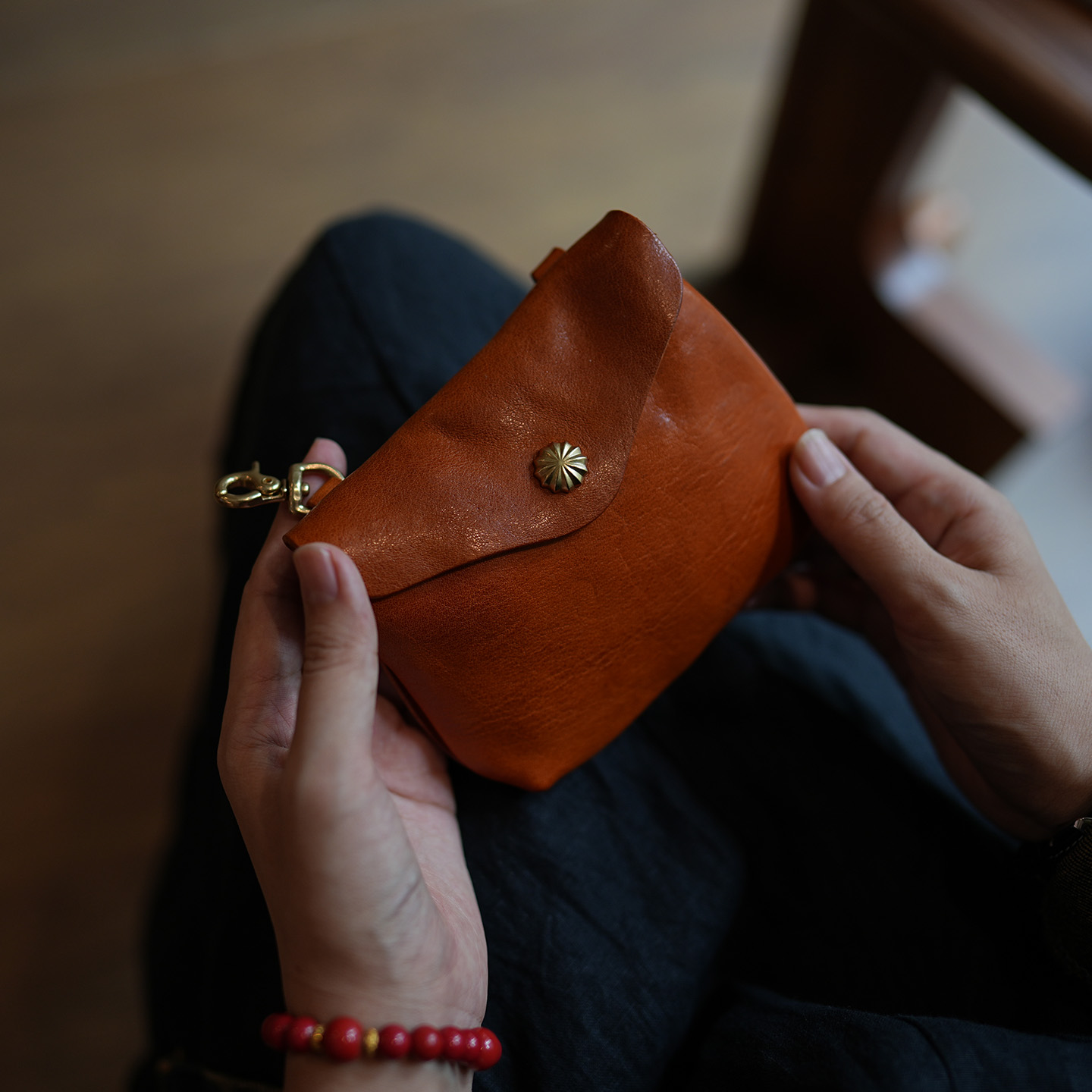 鹿小姐植鞣牛皮小众复古便携钱包