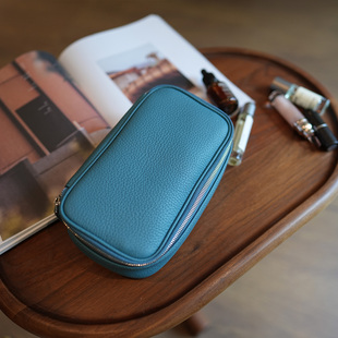 简约高级感实用头层牛皮旅行便携真皮大容量洗漱化妆品收纳包