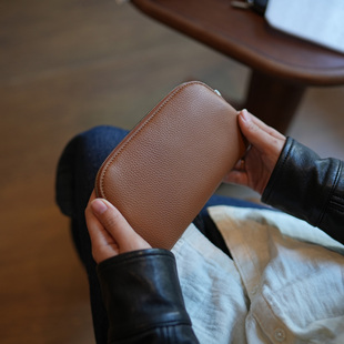 鹿小姐软糯头层牛皮简约高级感长款钱夹真皮手机收纳包手拿钱包