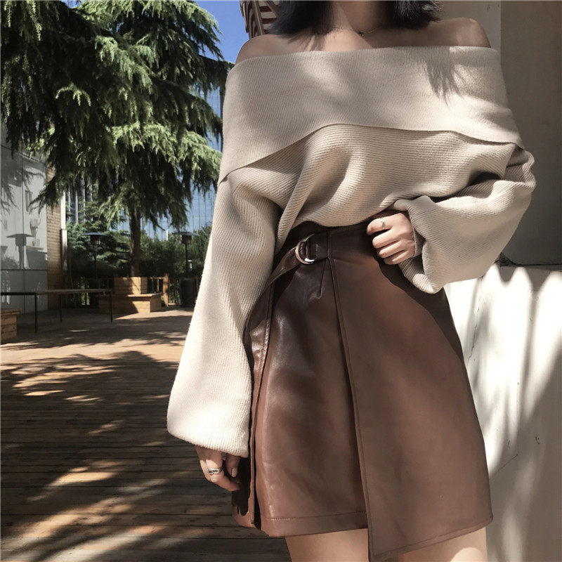 skirt Autumn 2018 New Korean chic Waist Belt buckle Paige Show thin PU Leather skirt Versatile Short skirtin the Women's clothing/Boutique , Skirts  category - from Buy2taobao.com to provide professional Taobao agent buy service