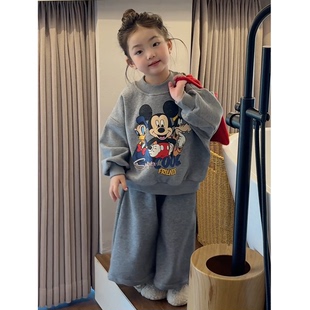 女童套装冬装2025新款女宝宝卫衣阔腿裤两件套儿童冬季洋气休闲装