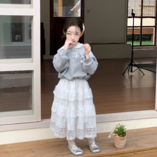 女童套装春秋2026新款童装卫衣蛋糕裙儿童洋气套裙春装上衣衣服