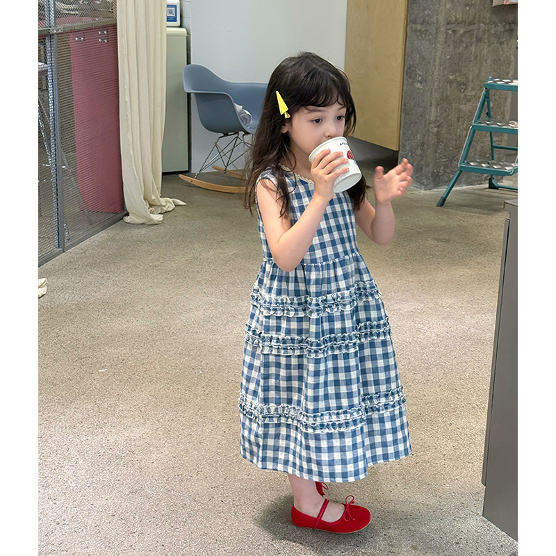 女童格子连衣裙背心裙夏季女宝宝
