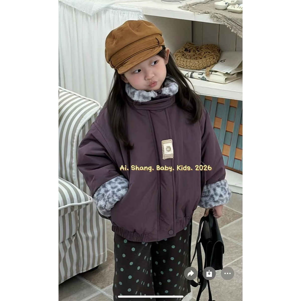 韩版毛毛棉服女童加绒加厚外套冬季保暖面包服棉衣秋冬装儿童棉衣
