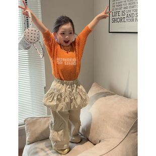 女童针织衫花苞屁帘裤子直筒休闲裤春季新款儿童洋气童装