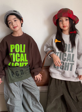 韩版女童2026秋季字母印花卫衣