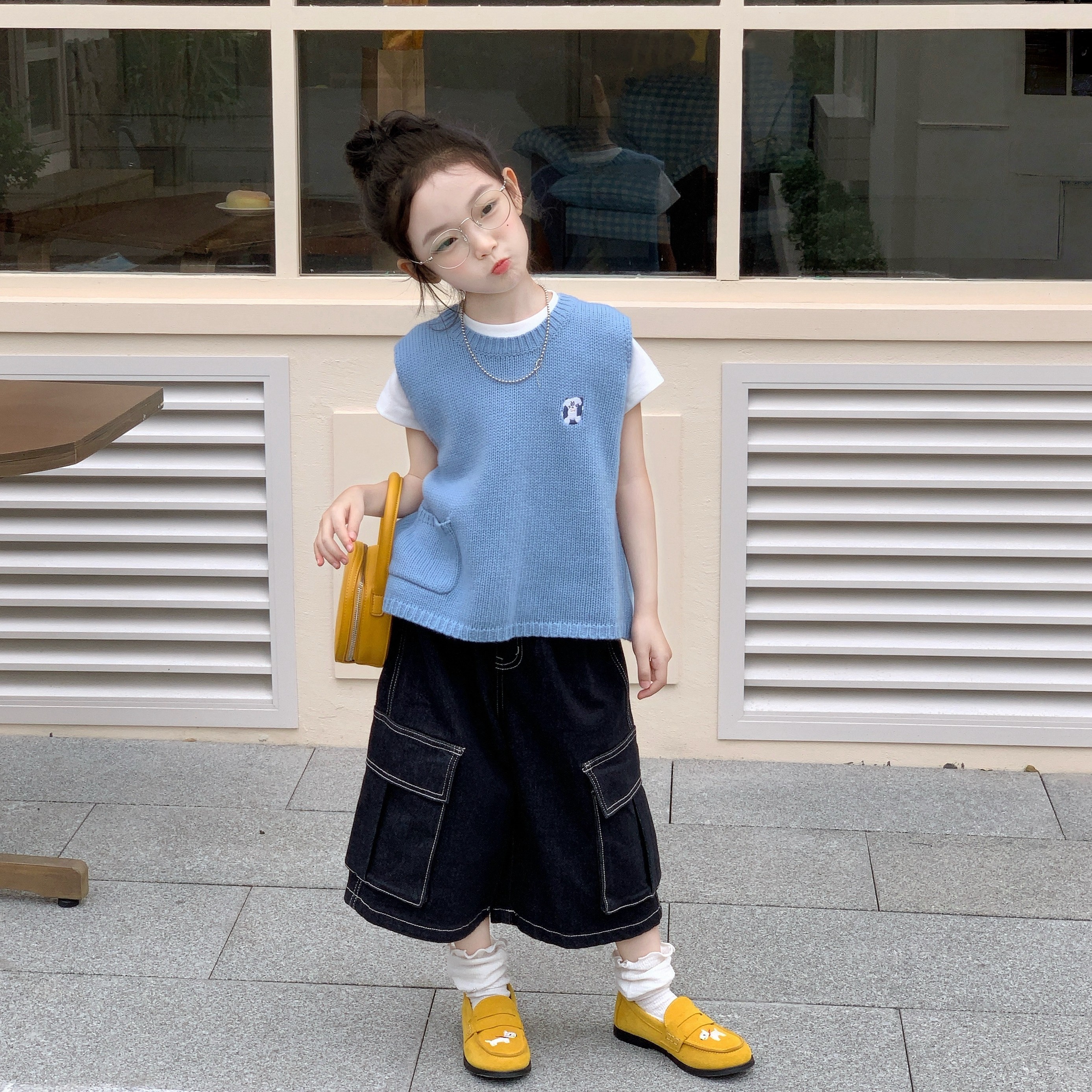 女童套装春秋装2026女宝宝针织背心T恤牛仔裤三件套儿童洋气休闲,童装/婴儿装/亲子装,套装,淘宝优惠券,粉丝福利购,淘宝优惠卷