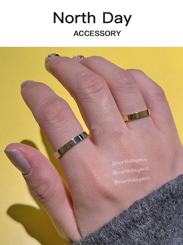 Northday钛钢不褪色Basic Ring光面3mm叠搭素圈金色银色戒指指环 饰品/流行首饰/时尚饰品新 戒指/指环 原图主图