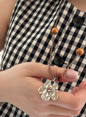 LAZY CIRCL*S扶桑花木珠编织项链手工编绳复古民族风配饰