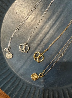 自制韩国vintage hollywood同款镀金镀银碱水结糖饼干项链