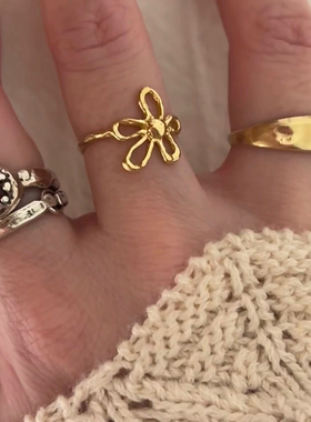 定制Child O'Stella红宝石戒指韩国复古百搭叠戴做旧手工指环