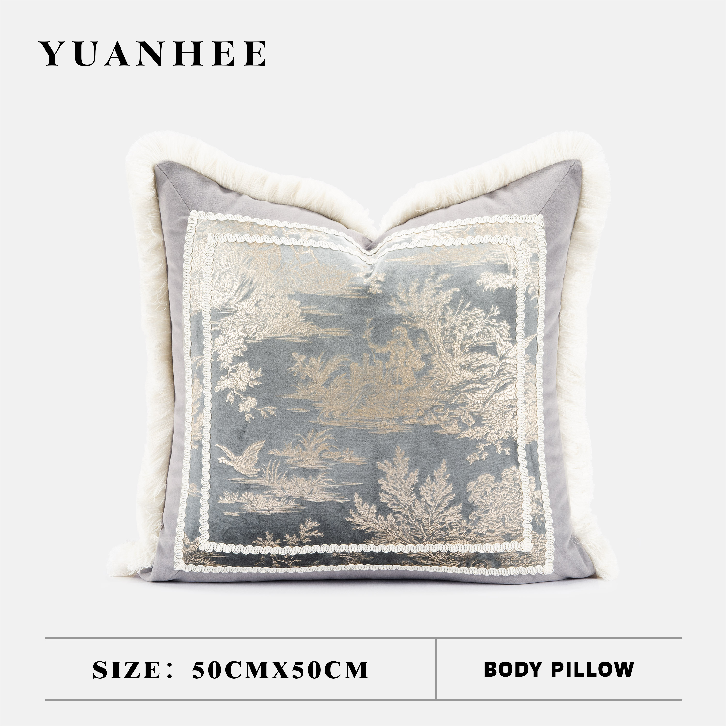 【轻奢风】灰蓝色沙发抱枕法式高档抱枕老钱风样板间床头靠垫方枕