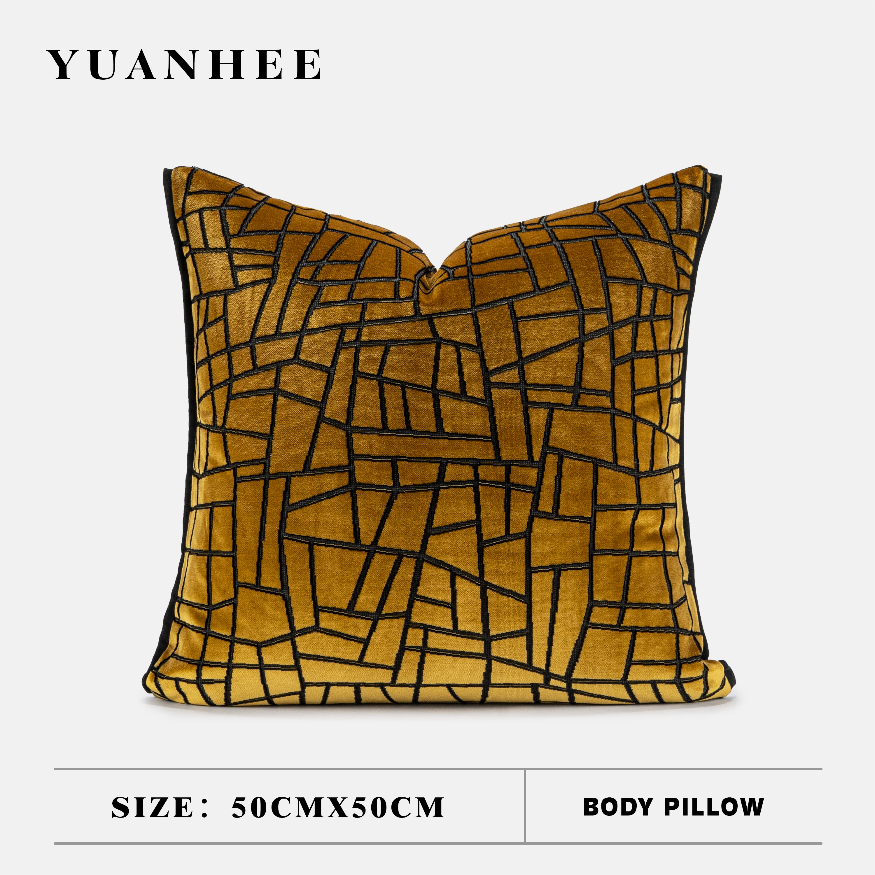 【轻奢风】黑金色方枕现代几何沙发抱枕高级感样板房酒店床头靠垫