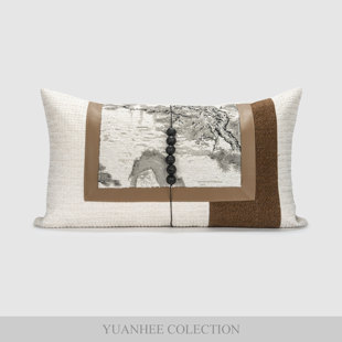 现代米色腰枕高档样板间沙发抱枕拼接串珠靠枕 新中式 元 熙壹品