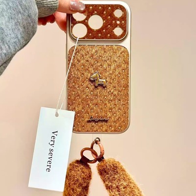 秋冬复古棕底波点立体小马腕带适用苹果17promax手机壳iphone16新款15pro女款14pm全包保护壳