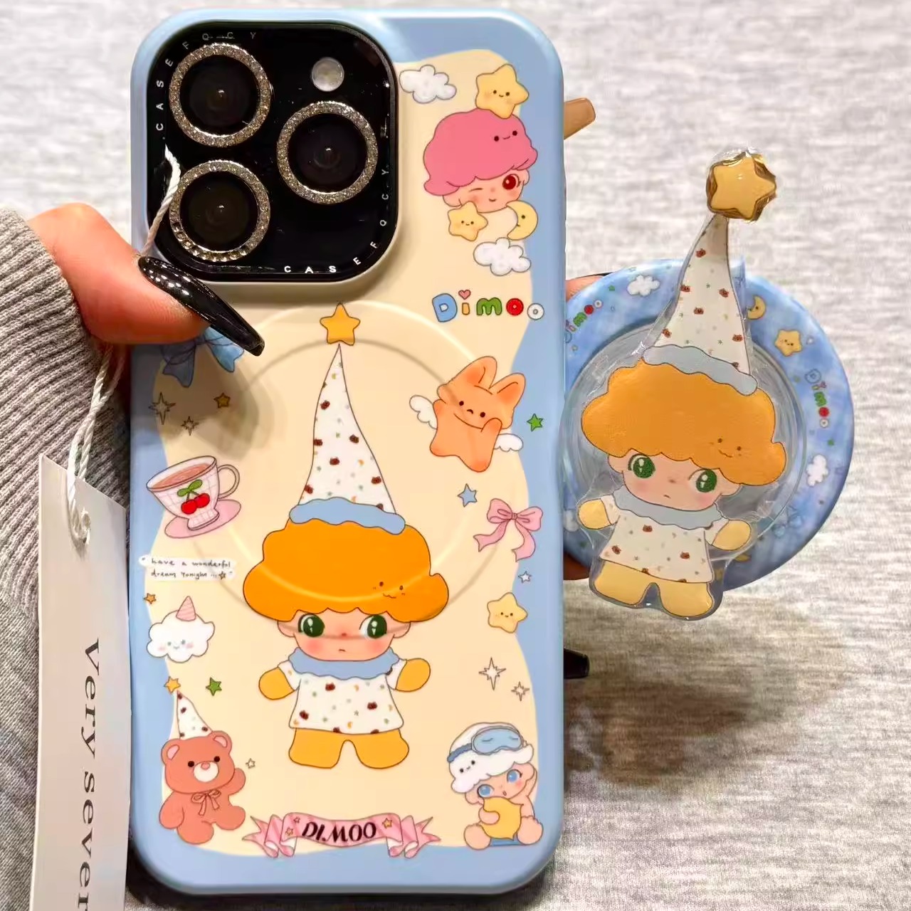 可爱围边睡衣尖帽男孩磁吸支架适用苹果17promax手机壳iphone16新款15pro女款14pm全包保护壳