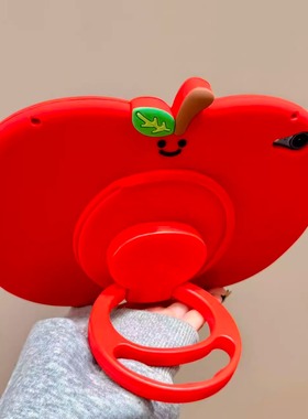 卡通立体红苹果支架适用苹果ipad保护套pro2022平板套10.9寸air5新款11寸10.5硅胶可爱10.2寸防摔软壳