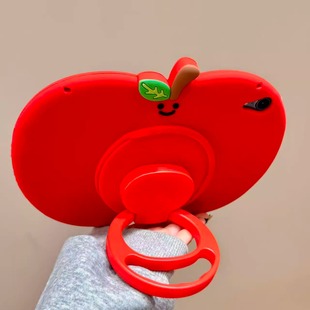 卡通立体红苹果支架适用苹果ipad保护套pro2022平板套10.9寸air5新款 11寸10.5硅胶可爱10.2寸防摔软壳