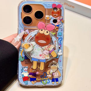 动漫卡通围边比奇堡丑鱼磁吸支架适用苹果17promax手机壳iphone16新款15pro女款14pm全包保护壳